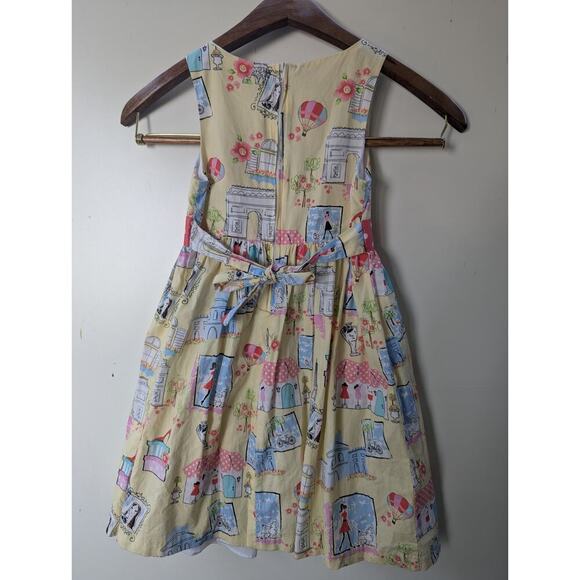 Bonnie Jean Girls Size 6 Yellow PARIS Shopping PRINT Poodle Smocked Dress - Picture 6 of 7
